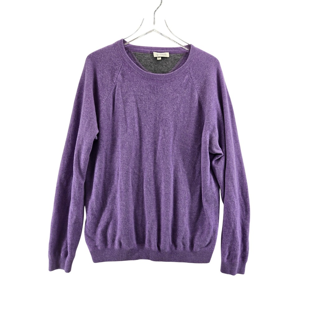 Kinross Cashmere Mens Purple Crew Neck Raglan Sweater Size Large 100% Cashmere